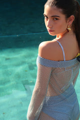 Vestido longo pedra azul